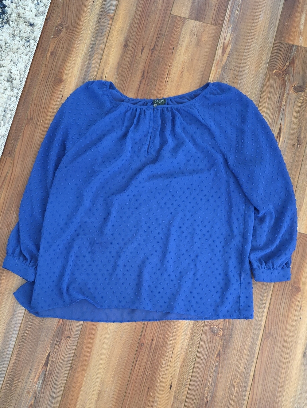 J. Crew Cobalt Blue Swiss Dot Peasant Blouse